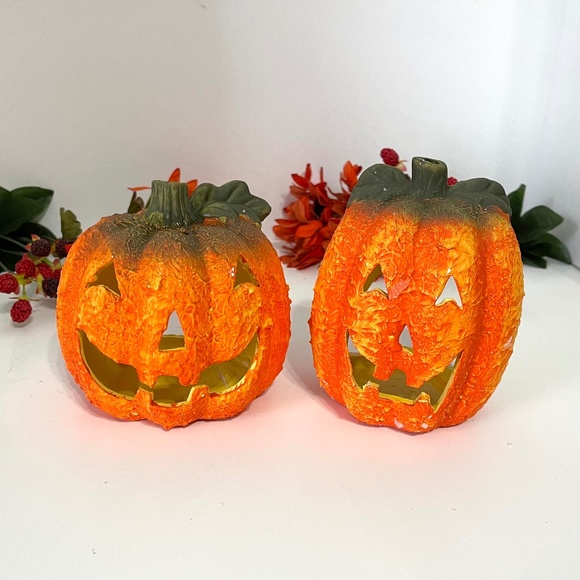 Pumpkin candle holders. - Picture 1 of 3